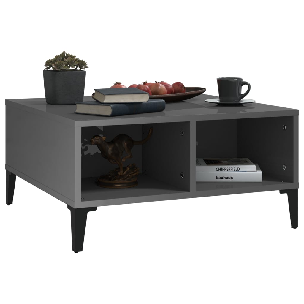 Coffee Table High Gloss Grey 60x60x30 cm Engineered Wood