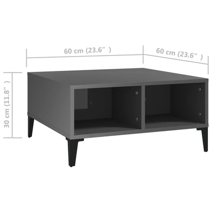 Coffee Table High Gloss Grey 60x60x30 cm Engineered Wood