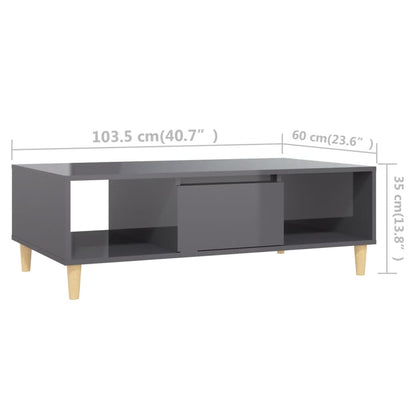 Coffee Table High Gloss Grey 103.5x60x35 cm Engineered Wood