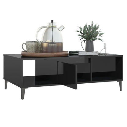 Coffee Table High Gloss Black 103.5x60x35 cm Engineered Wood