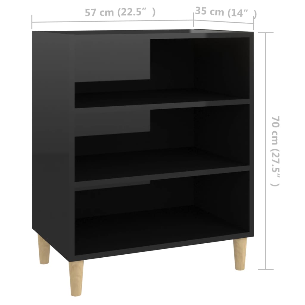 Sideboard High Gloss Black 57x35x70 cm Engineered Wood