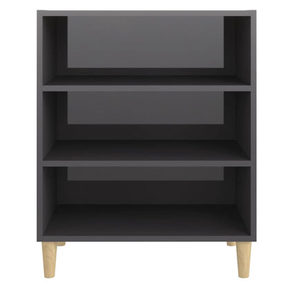 Sideboard High Gloss Grey 57x35x70 cm Engineered Wood