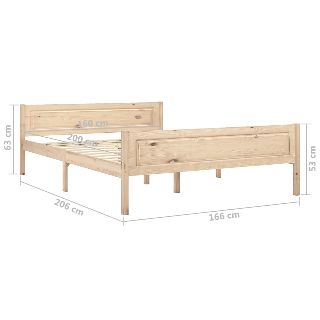 Bed Frame without Mattress Solid Pinewood 160x200 cm
