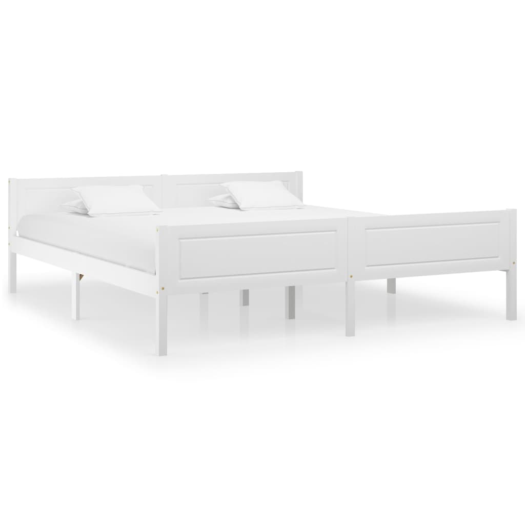 Bed Frame Solid Pinewood White 180x200 cm 6FT Super King