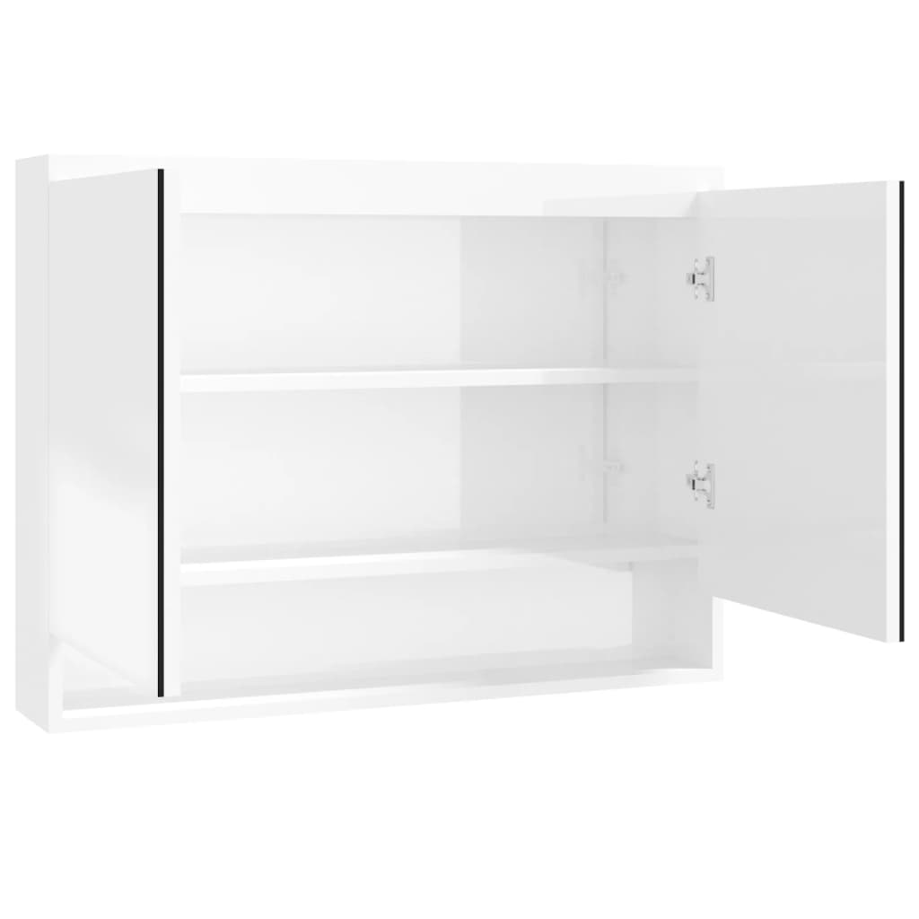 Bathroom Mirror Cabinet 80x15x60 cm MDF Shining White