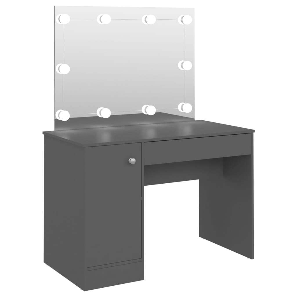 Makeup Table with LED Lights 110x55x145 cm MDF Grey
