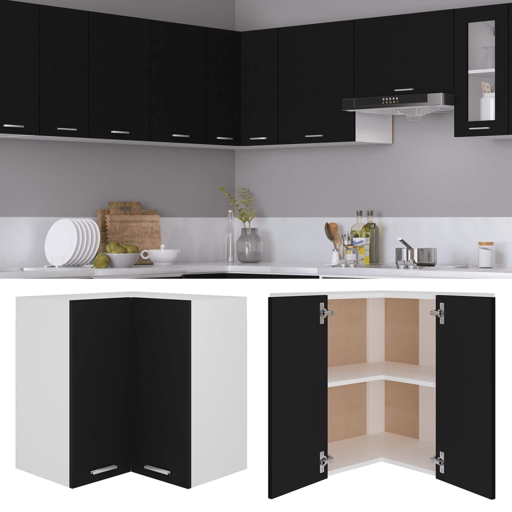 Hanging Corner Cabinet Black 57x57x60 cm Engineered Wood