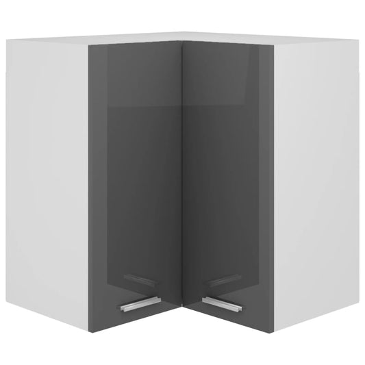 Hanging Corner Cabinet High Gloss Grey 57x57x60 cm Engineered Wood