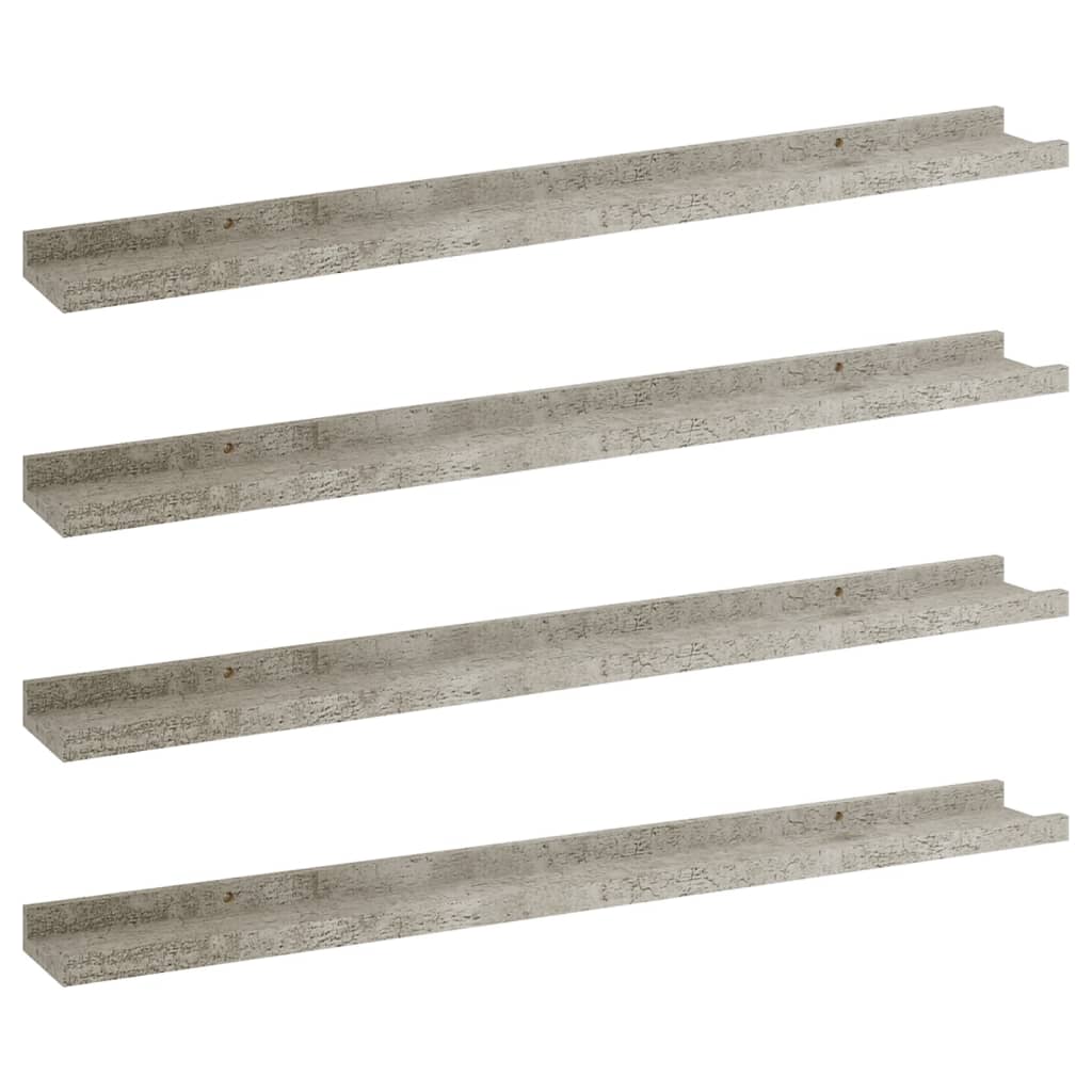 Wall Shelves 4 pcs Concrete Grey 80x9x3 cm