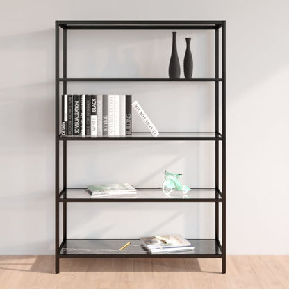 Shelf Black Marble and Transparent 100x36x168 cm Tempered Glass