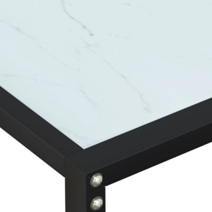 Console Table White Marble 140x35x75.5cm Tempered Glass