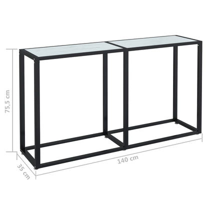 Console Table White Marble 140x35x75.5cm Tempered Glass