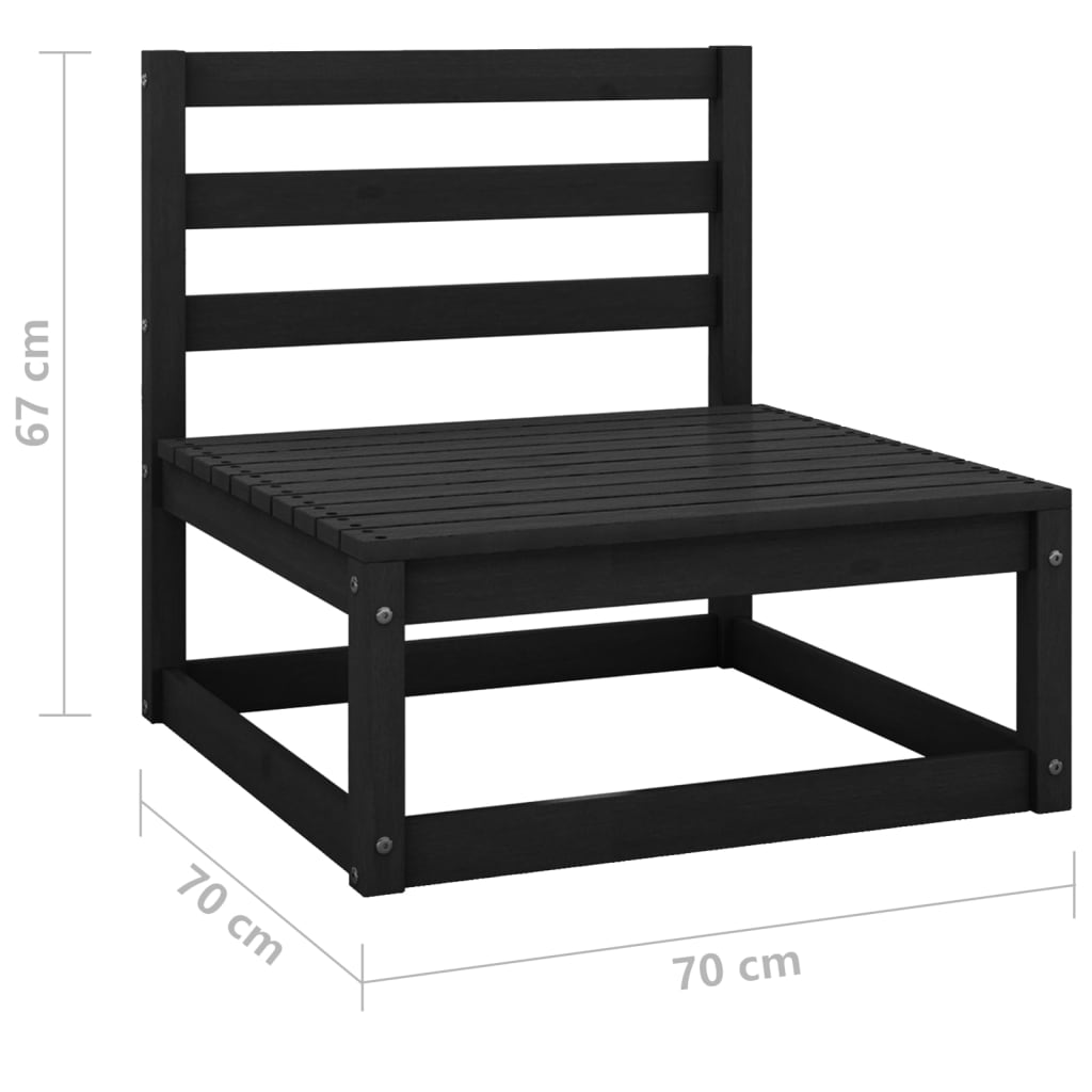 Garden 2-Seater Sofa Black Solid Pinewood