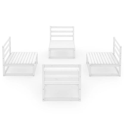 4 Piece Garden Lounge Set White Solid Wood Pine
