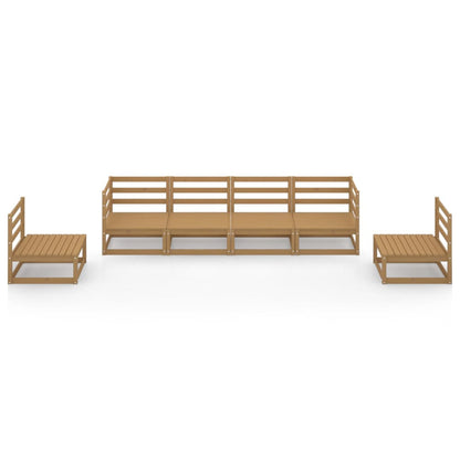 6 Piece Garden Lounge Set Honey Brown Solid Pinewood