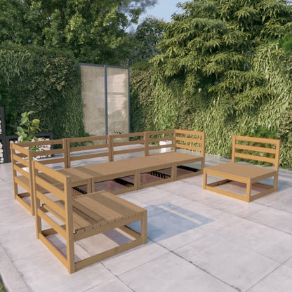6 Piece Garden Lounge Set Honey Brown Solid Pinewood