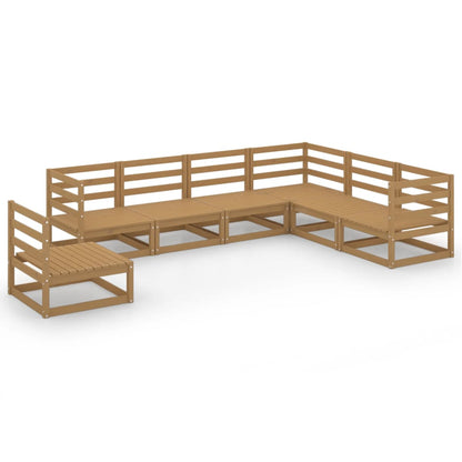 7 Piece Garden Lounge Set Honey Brown Solid Pinewood