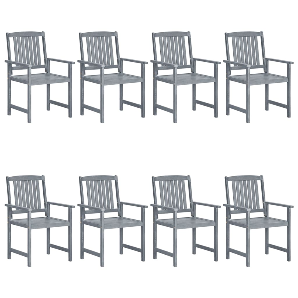 Garden Chairs 8 pcs Solid Acacia Wood Grey