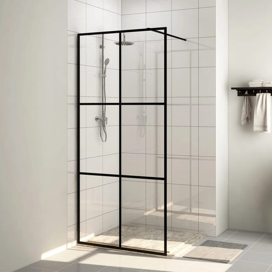 Walk-in Shower Wall with Clear ESG Glass 115x195 cm Black
