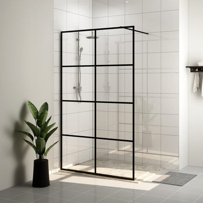 Walk-in Shower Wall with Clear ESG Glass 100x195 cm Black