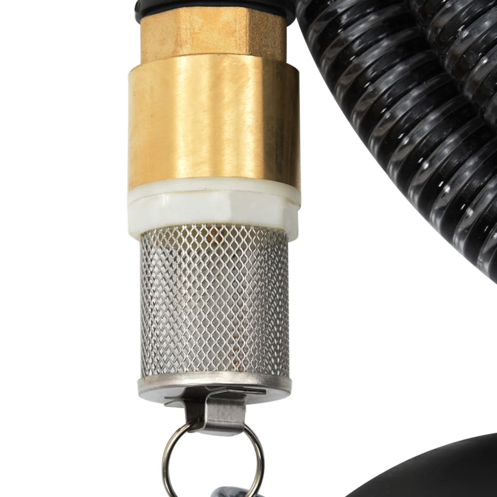Suction Hose with Brass Connectors Black 1.1" 7 m PVC
