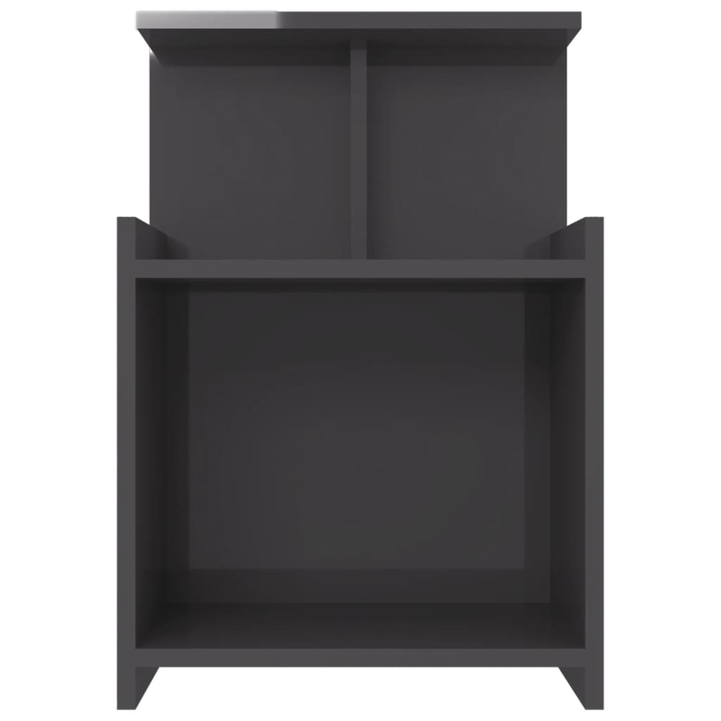 Bed Cabinet High Gloss Grey 40x35x60 cm Engineered Wood