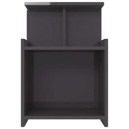 Bed Cabinet High Gloss Grey 40x35x60 cm Engineered Wood
