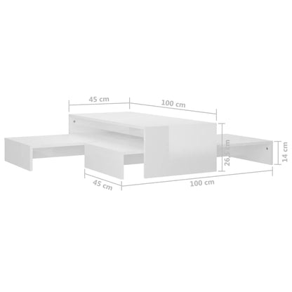 Nesting Coffee Table Set High Gloss White 100x100x26.5 cm