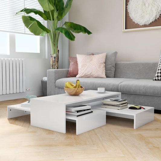 Nesting Coffee Table Set High Gloss White 100x100x26.5 cm
