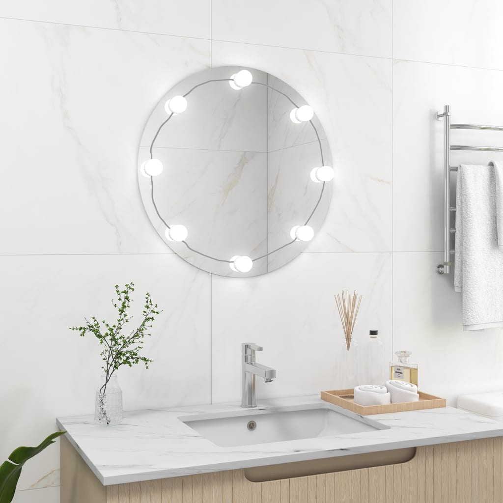 Wall Mirror with LED Lights Round Glass