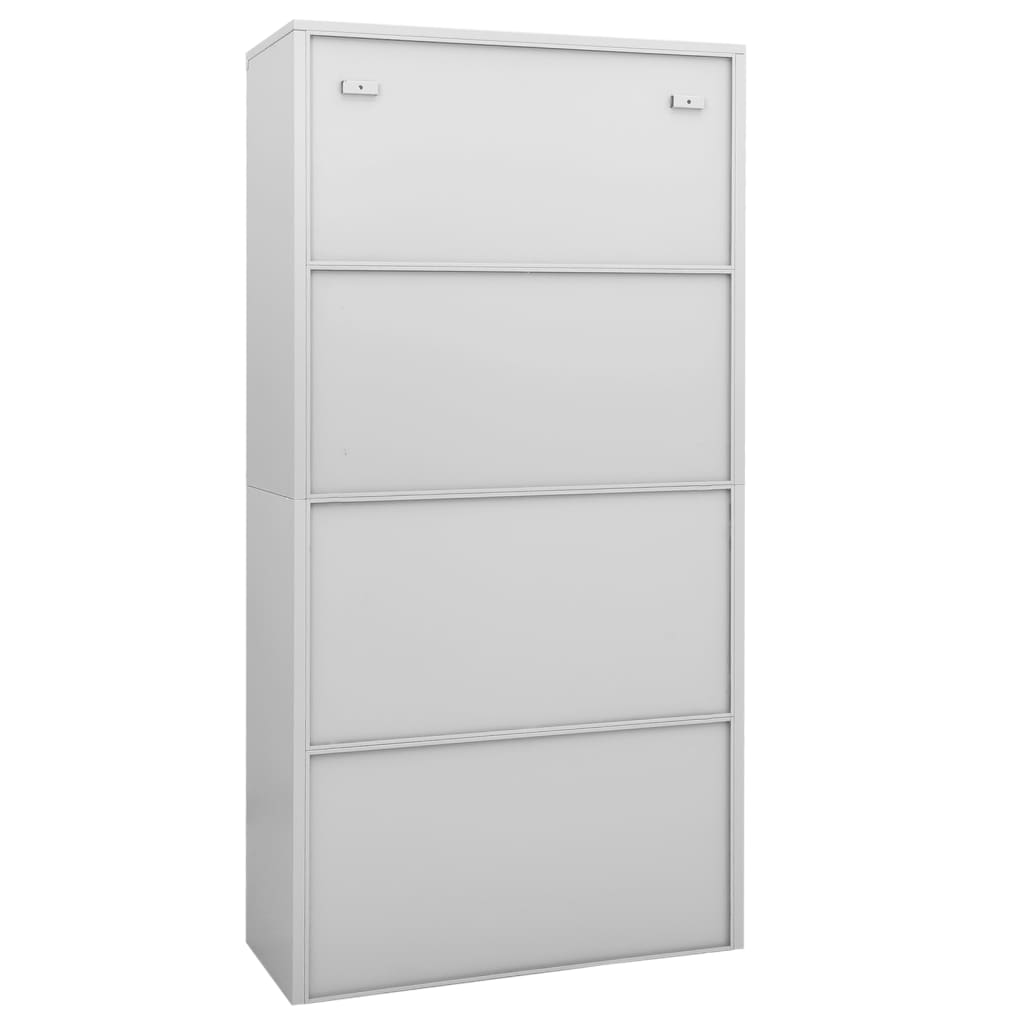 Office Cabinet Light Grey 90x40x180 cm Steel and Tempered Glass