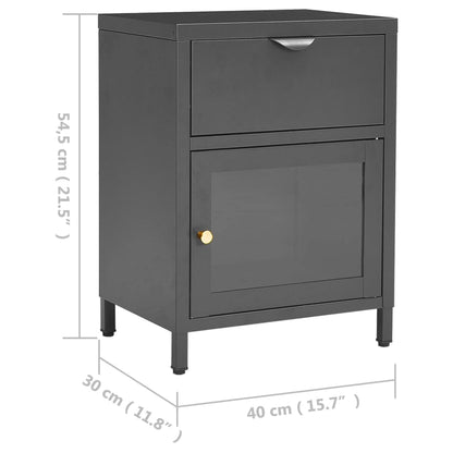 Nightstand Anthracite 40x30x54.5 cm Steel and Glass