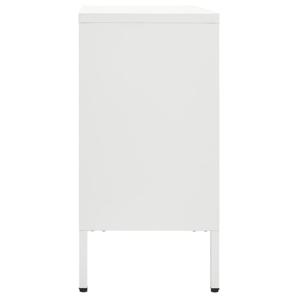 Sideboard White 75x35x70 cm Steel and Tempered Glass