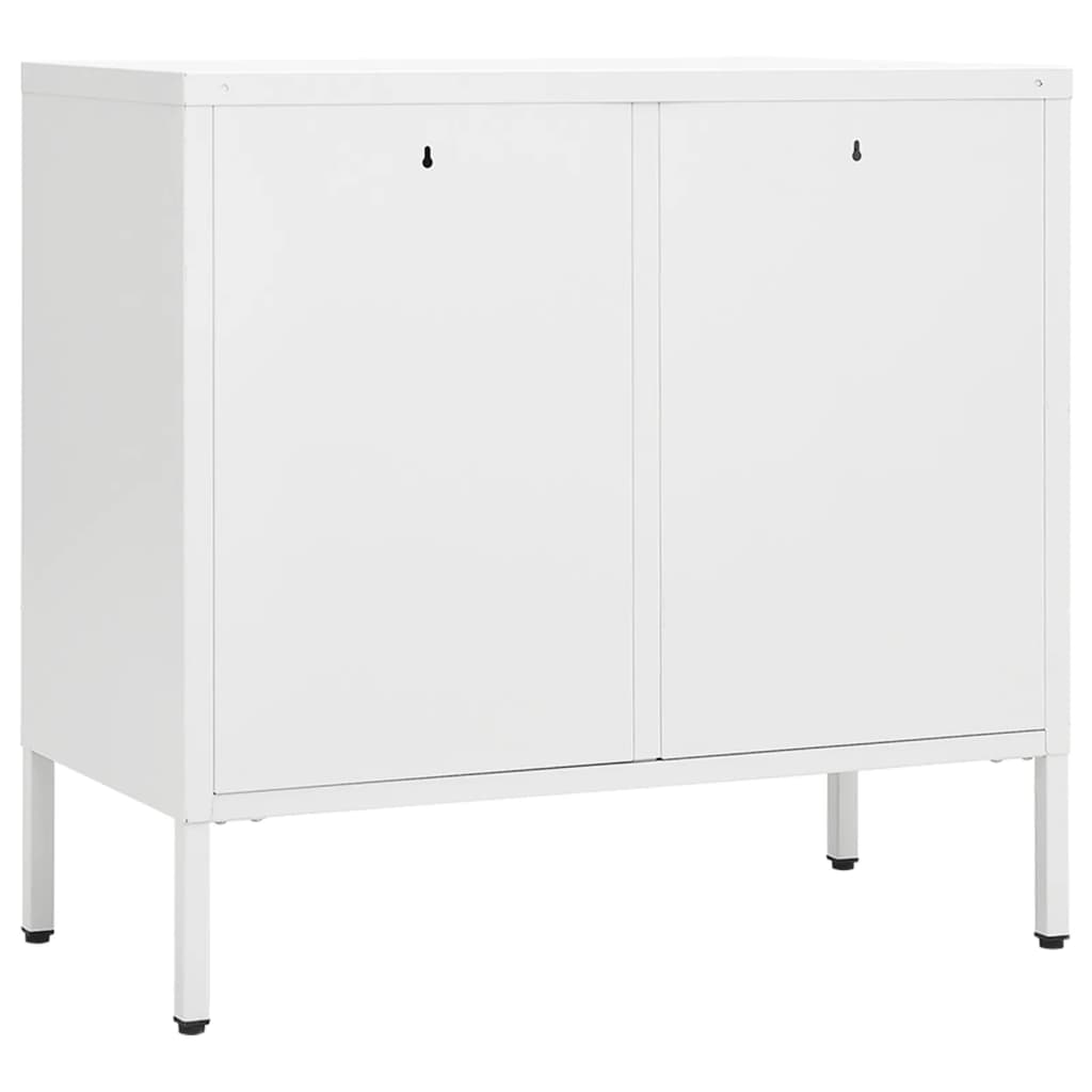Sideboard White 75x35x70 cm Steel and Tempered Glass