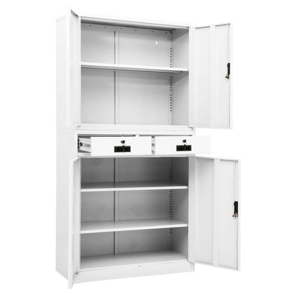 Office Cabinet White 90x40x180 cm Steel