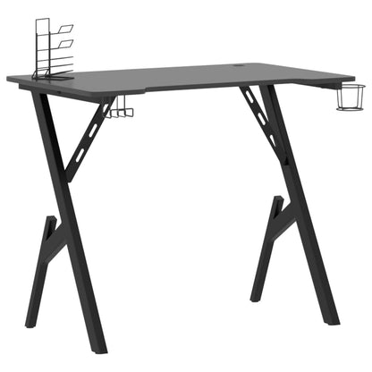 Gaming Desk with Y Shape Legs Black 90x60x75 cm