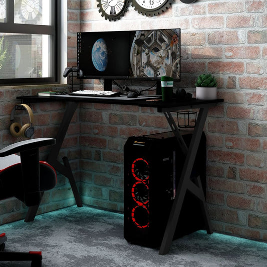 Gaming Desk with Y Shape Legs Black 110x60x75 cm