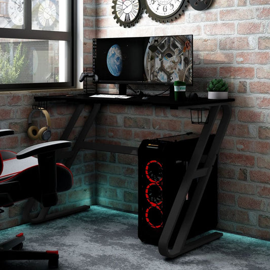 Gaming Desk with ZZ Shape Legs Black 90x60x75 cm
