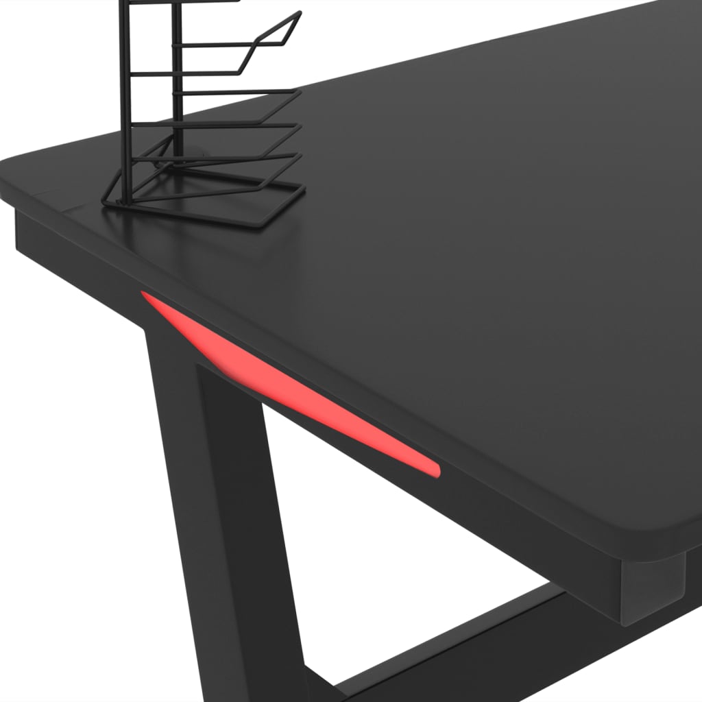 Gaming Desk LED with Z Shape Black 110x60x75 cm