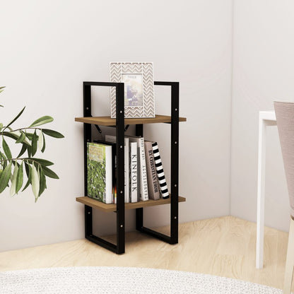 2-Tier Book Cabinet Brown 40x30x70 cm Solid Pine Wood
