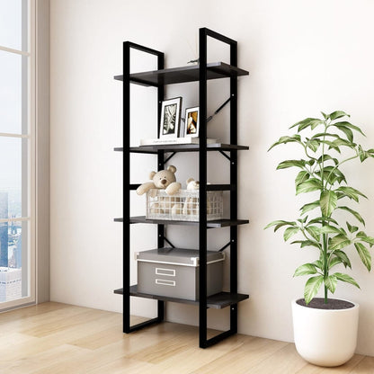 4-Tier Book Cabinet Black 60x30x140 cm Solid Pine Wood