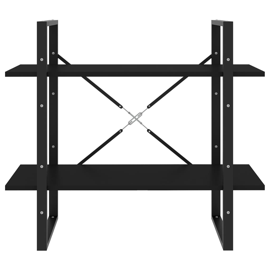 2-Tier Book Cabinet Black 80x30x70 cm Engineered Wood