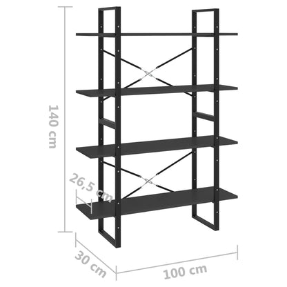 4-Tier Book Cabinet Grey 100x30x140 cm Engineered Wood
