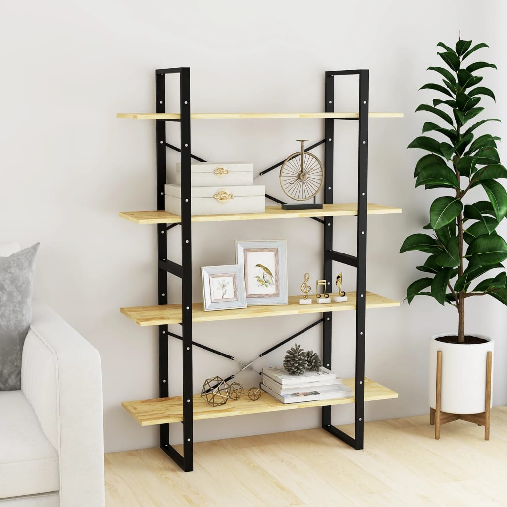 4-Tier Book Cabinet 100x30x140 cm Solid Pine Wood