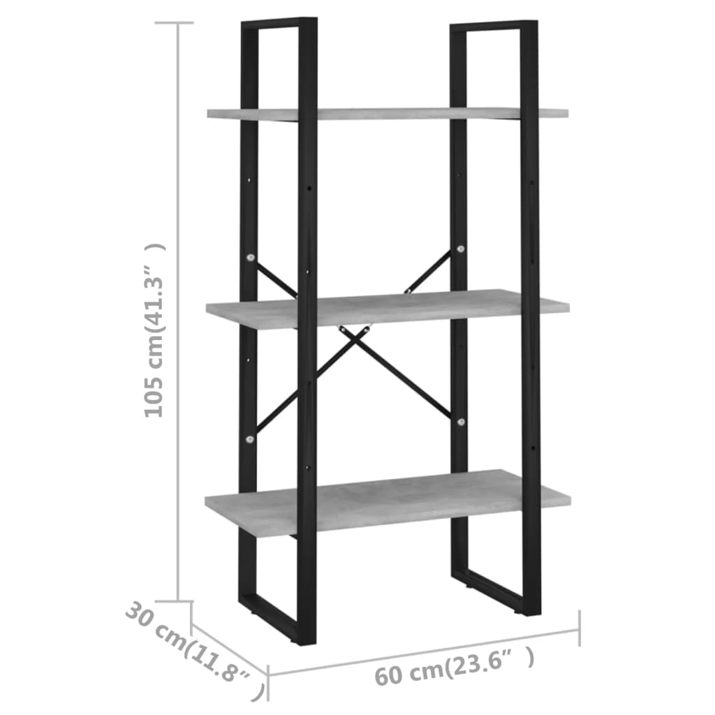 Storage Shelf Concrete Grey 60x30x105 cm Engineered Wood