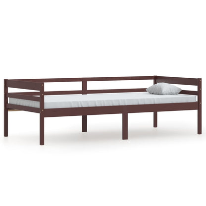 Bed Frame Dark Brown Solid Pinewood 90x200 cm