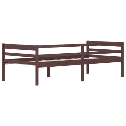 Bed Frame Dark Brown Solid Pinewood 90x200 cm