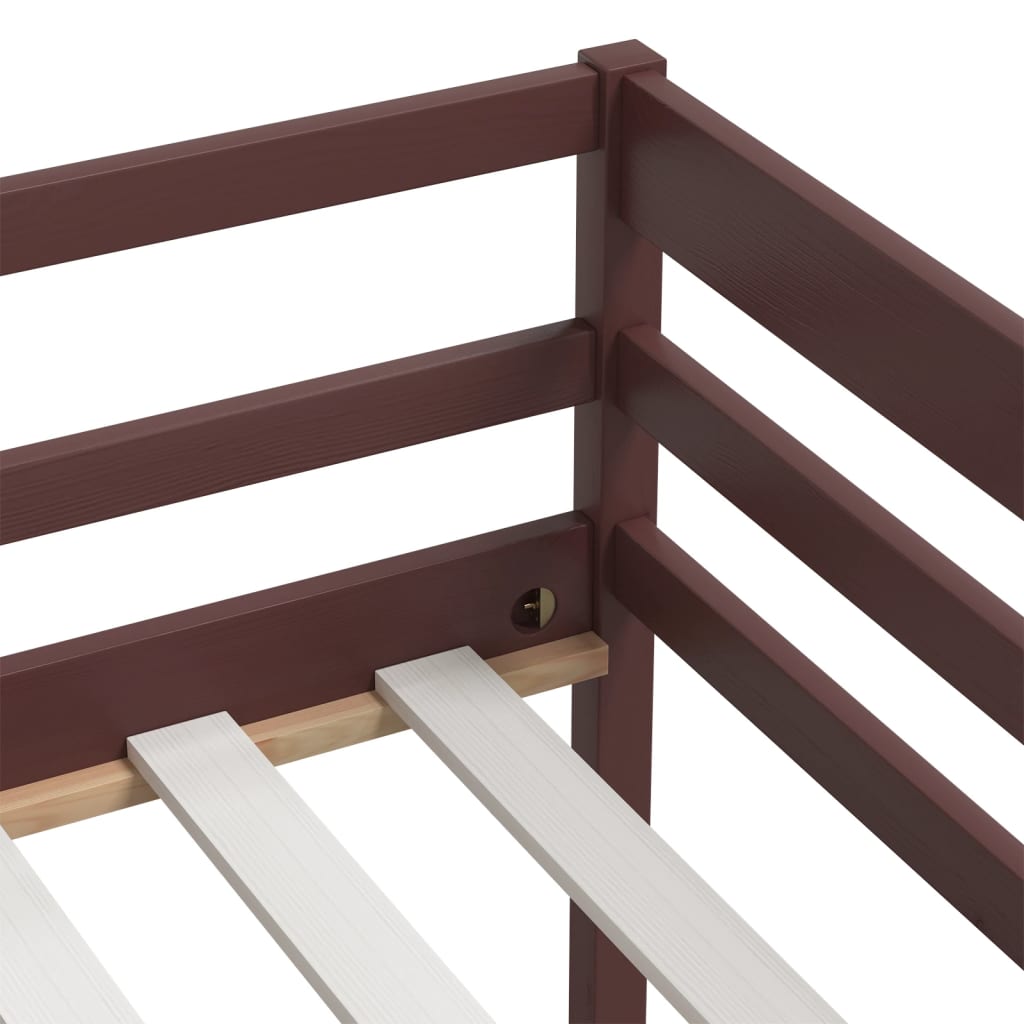 Bed Frame Dark Brown Solid Pinewood 90x200 cm