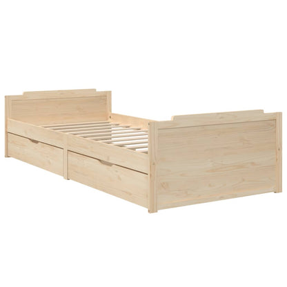 Bed Frame with Drawers Solid Wood Pine 90x200 cm