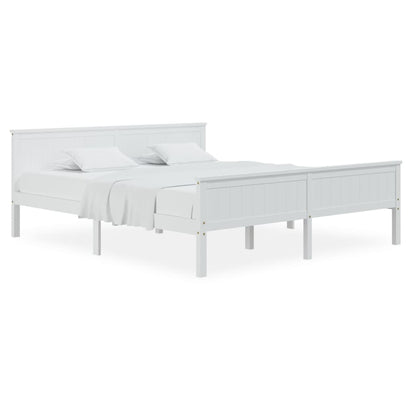 Bed Frame White Solid Wood Pine 180x200 cm Super King